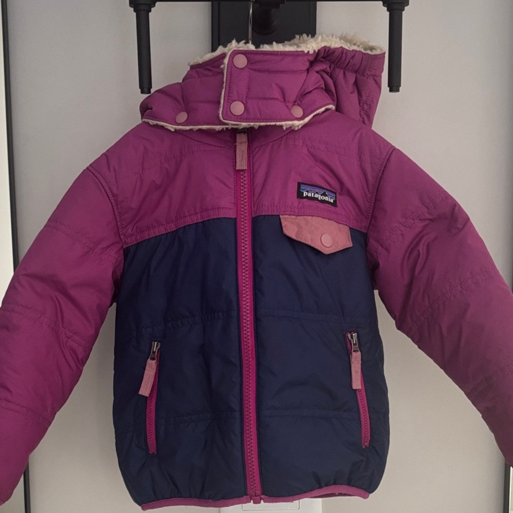 Patagonia reversible Fuchsia and Navy Hooded Jacket